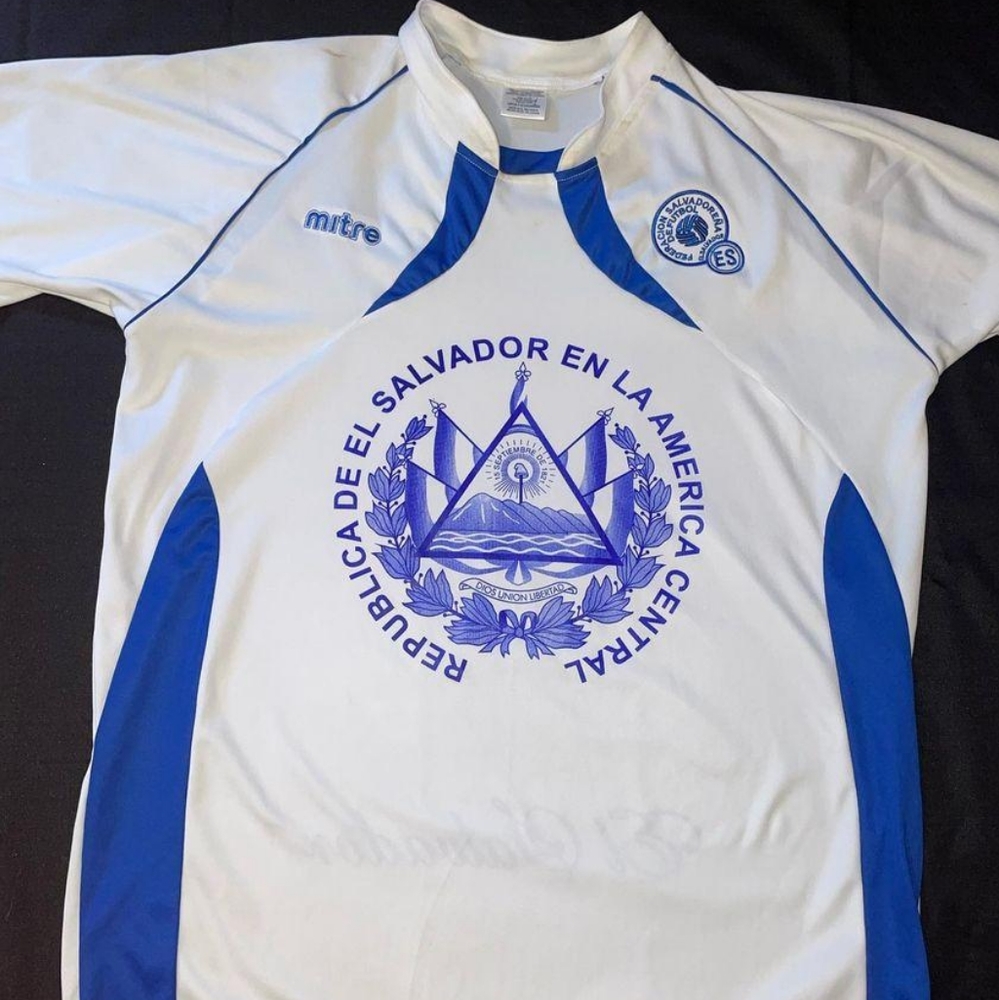 Vintage El Salvador Mitre Jersey Mens Large White